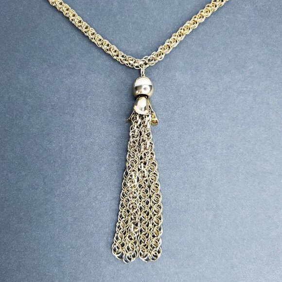 Vintage Tassel Necklace Goldtone Metal Large Long Multi Ring Chain - Picture 1 of 5